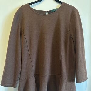 Ralph Lauren Herringbone Peplum Top EUC XL